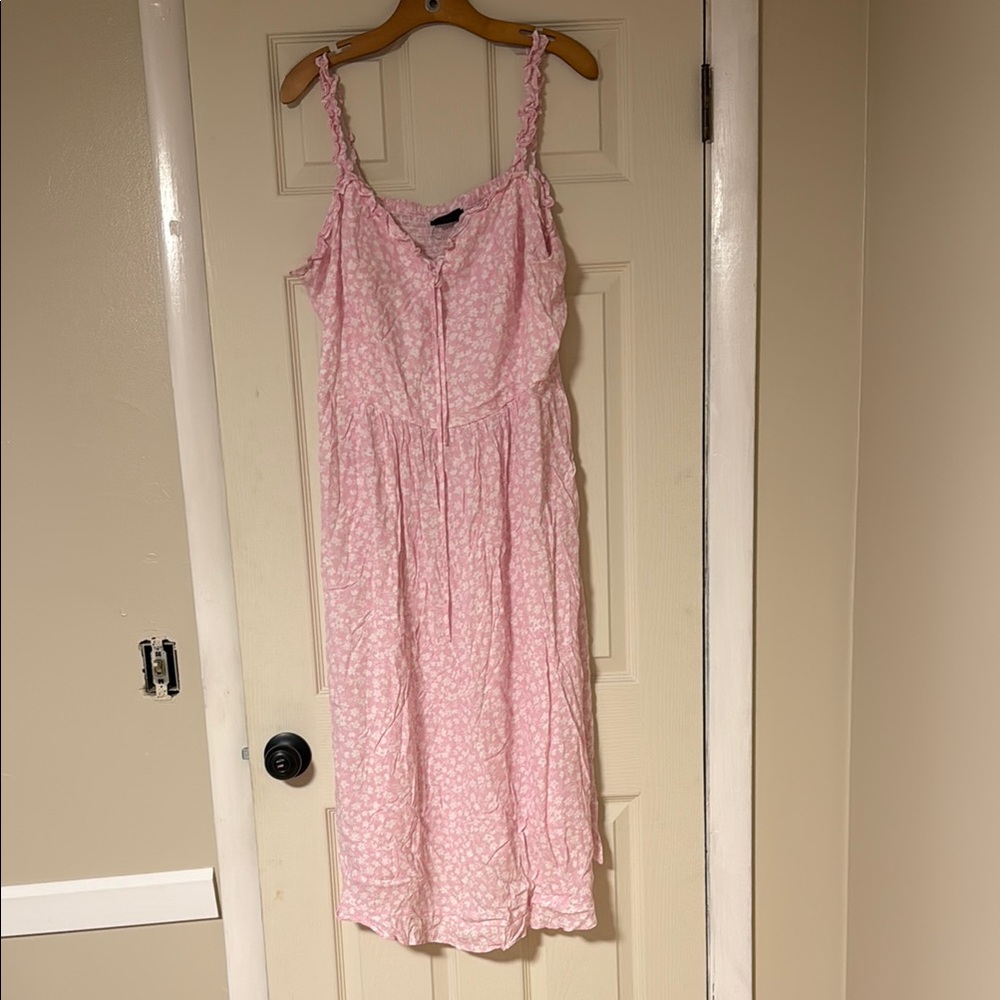 Pink Floral Midi Dress
